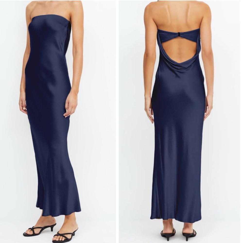 BECAUSE + BRIDGE Moon Dance Strapless Dress in Ink Blue Size 2